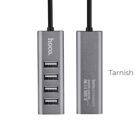 HOCO USB HUB 2.0, 4 PORT, ΚΑΙ ΦΟΡΤΙΣΗ, HB1, ΑΝΘΡΑΚΙ