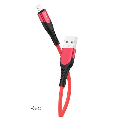 HOCO U80 COOL SILICONE CHARGING CABLE FOR MICRO, ΚΟΚΚΙΝΟ