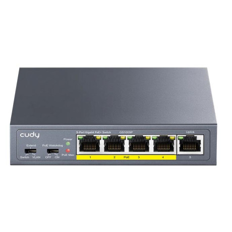 CUDY GS1005P 5-PORT GIGABIT POE+ SWITCH WITH 1 SFP PORT 120W