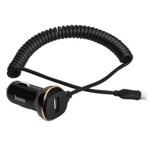 HOCO Z14 SINGLE PORT WITH MICRO USB CABLE CAR CHARGER ΜΑΥΡΟ