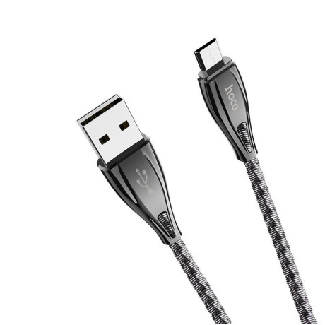 HOCO U56 METAL ARMOR ΜΕΤΑΛΛΙΚΟ ΚΑΛΩΔΙΟ MICRO USB ΦΟΡΤΙΣΗΣ & DATA 1.2m, ΓΚΡΙ