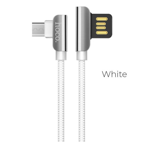 HOCO U42 EXQUISITE STEEL ΜΕΤΑΛΛΙΚΟ ΚΑΛΩΔΙΟ MICRO USB ΦΟΡΤΙΣΗΣ & DATA 1.2m, ΛΕΥΚΟ