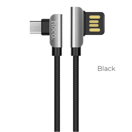 HOCO U42 EXQUISITE STEEL ΜΕΤΑΛΛΙΚΟ ΚΑΛΩΔΙΟ MICRO USB ΦΟΡΤΙΣΗΣ & DATA 1.2m, ΜΑΥΡΟ