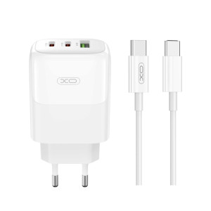 XO L139 ΦΟΡΤΙΣΤΗΣ ΜΕ ΚΑΛΩΔΙΟ TYPE-C 65W GAN NITRIDE 1 ΘΥΡΑ USB + 2 ΘΥΡΕΣ PD, ΛΕΥΚΟΣ