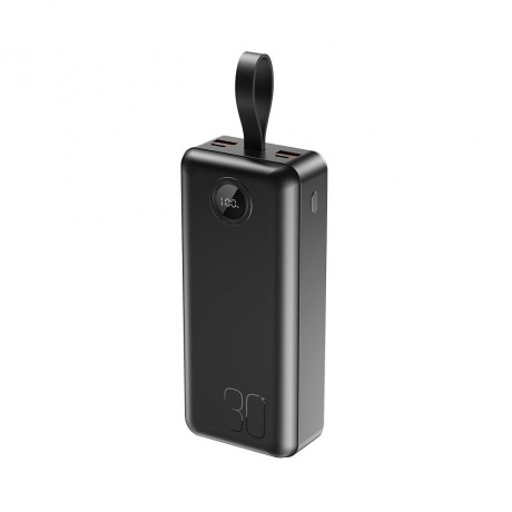 XO PR240 POWERBANK QC3.0 22.5W + PD20W ME ΟΘΟΝΗ, 30000MAH, ΜΑΥΡΟ