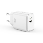 XO L145 ΦΟΡΤΙΣΤΗΣ ΜΕ ΚΑΛΩΔΙΟ LIGHTNING, PD 20W USB-C + LIGHTNING , 2 ΘΥΡΕΣ, ΛΕΥΚΟΣ