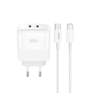 XO L140 GaN NITRIDE ΦΟΡΤΙΣΤΗΣ 35W USB-C , 2 ΘΥΡΕΣ, ΜΕ ΚΑΛΩΔΙΟ TYPE-C, ΛΕΥΚΟΣ