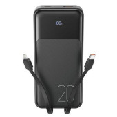 XO PR249 POWERBANK PD 20W + QC 22.5W ΜΕ ΕΝΣΩΜΑΤΩΜΕΝΟ ΚΑΛΩΔΙΟ TYPE-C ΚΑΙ LIGHTNING , ΟΘΟΝΗ, 20000mAh , ΜΑΥΡΟ