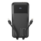 XO PR248 POWERBANK PD 20W + QC 22.5W ΜΕ ΕΝΣΩΜΑΤΩΜΕΝΟ ΚΑΛΩΔΙΟ TYPE-C ΚΑΙ LIGHTNING , ΟΘΟΝΗ, 10000mAh , ΜΑΥΡΟ