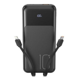 XO PR248 POWERBANK PD 20W + QC 22.5W ΜΕ ΕΝΣΩΜΑΤΩΜΕΝΟ ΚΑΛΩΔΙΟ TYPE-C ΚΑΙ LIGHTNING , ΟΘΟΝΗ, 10000mAh , ΜΑΥΡΟ