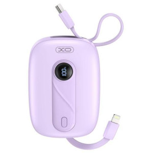 XO PR246 POWERBANK PD 20W + 22.5W(IP) ΜΕ ΕΝΣΩΜΑΤΩΜΕΝΟ ΚΑΛΩΔΙΟ TYPE-C ΚΑΙ LIGHTNING , ΟΘΟΝΗ, 10000mAh , ΜΩΒ