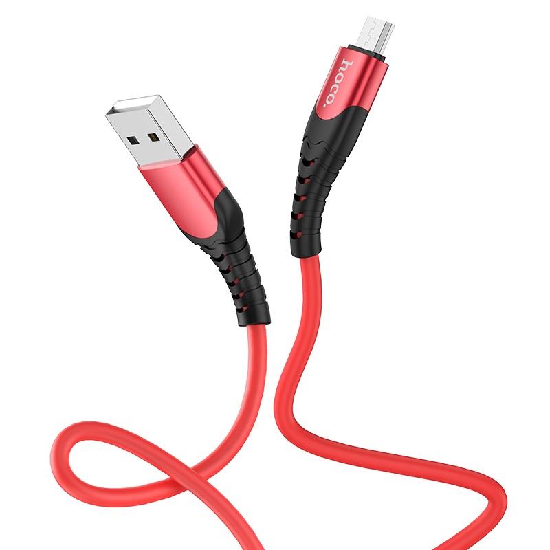 HOCO U80 COOL SILICONE CHARGING CABLE FOR MICRO, ΚΟΚΚΙΝΟ