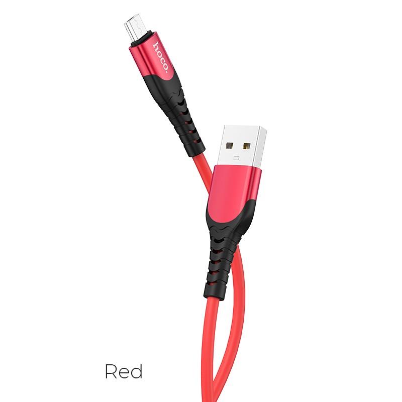 HOCO U80 COOL SILICONE CHARGING CABLE FOR MICRO, ΚΟΚΚΙΝΟ