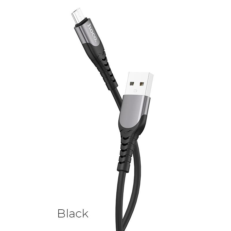 HOCO U80 COOL SILICONE CHARGING CABLE FOR MICRO, ΜΑΥΡΟ