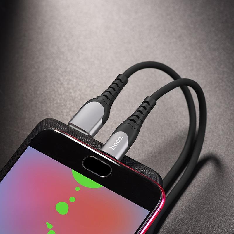 HOCO U80 COOL SILICONE CHARGING CABLE FOR MICRO, ΜΑΥΡΟ