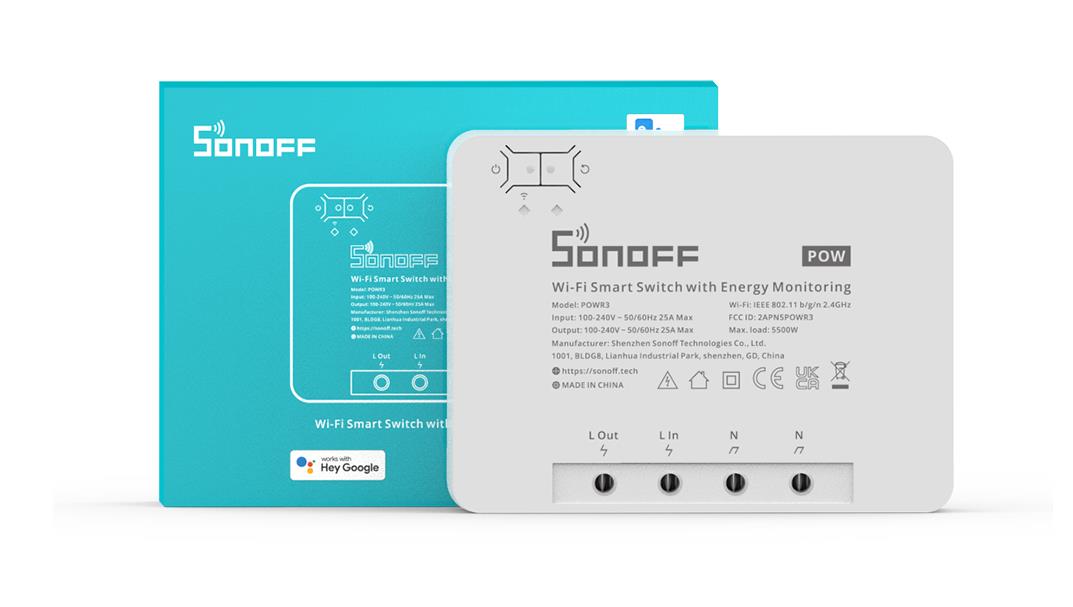 SONOFF SMART ΔΙΑΚΟΠΤΗΣ ΜΕ ΠΑΡΑΚΟΛΟΥΘΗΣΗ ΚΑΤΑΝΑΛΩΣΗΣ POWR3, 25A