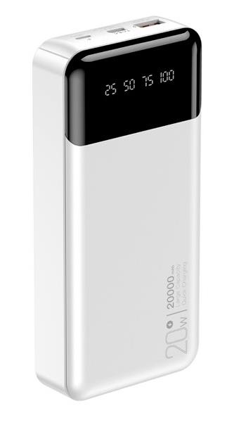 XO PR192 POWERBANK PD20W, QC 18E, 20000 mAh, ΜΕ ΟΘΟΝΗ, ΛΕΥΚΟ