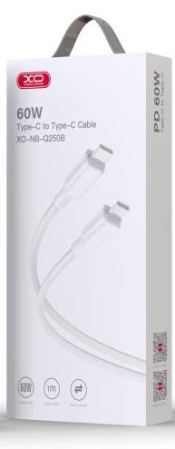 XO NB-Q250B PD 60W TYPE-C ΣΕ TYPE-C PVC SHINY COLORFUL FAST CHARGING CABLE ΛΕΥΚΟ