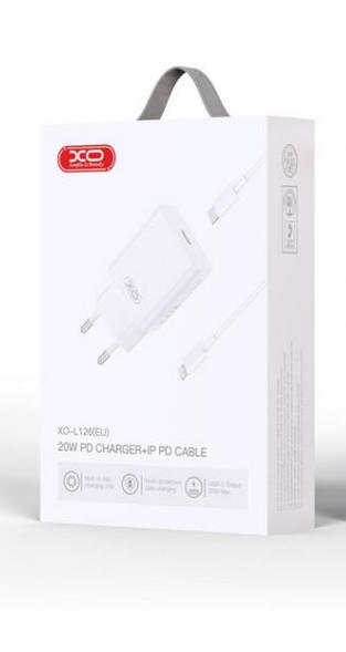 XO L126 ΦΟΡΤΙΣΤΗΣ  PD20W, 1 ΘΥΡΑ, ΜΕ ΚΑΛΩΔΙΟ TYPE-C ΣΕ LIGHTNING, ΛΕΥΚΟ