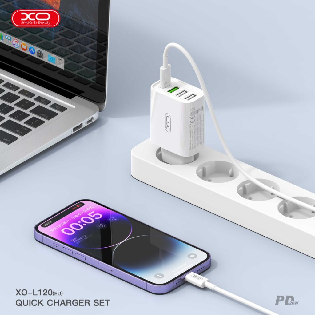 XO L120 ΦΟΡΤΙΣΤΗΣ USB-C 20W/USB-A 18W, 2 ΘΥΡΕΣ USB plus 2 ΘΥΡΕΣ PD, ΛΕΥΚΟΣ