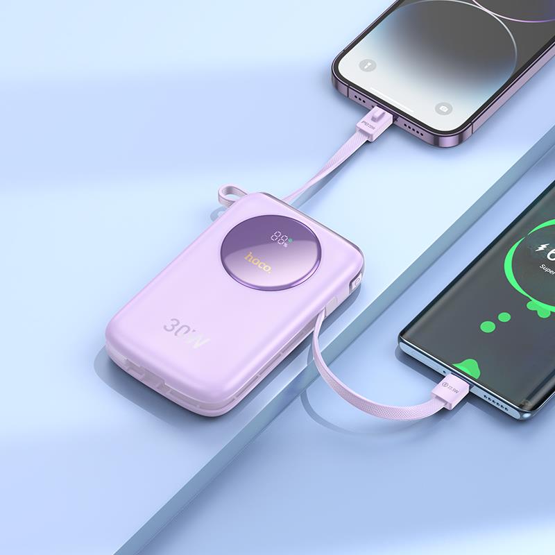 HOCO Q19 LUCKY FULLY COMPATIBLE POWER BANK, 10.000mAh, 30W ΜΕ ΟΘΟΝΗ, ΜΩΒ