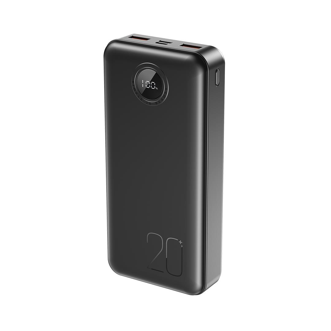 XO PR239 POWERBANK QC3.0 22.5W plus PD20W ME ΟΘΟΝΗ, 20000MAH, ΜΑΥΡΟ