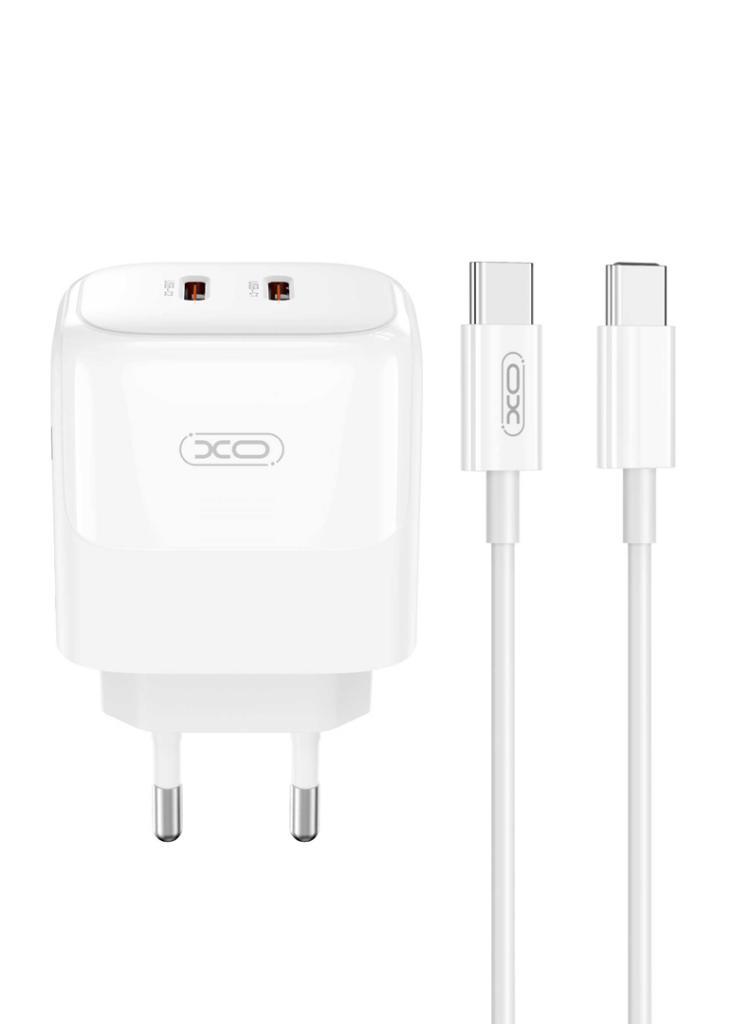 XO L140 GaN NITRIDE ΦΟΡΤΙΣΤΗΣ 35W USB-C , 2 ΘΥΡΕΣ, ΜΕ ΚΑΛΩΔΙΟ TYPE-C, ΛΕΥΚΟΣ