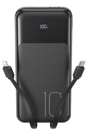 XO PR248 POWERBANK PD 20W plus QC 22.5W ΜΕ ΕΝΣΩΜΑΤΩΜΕΝΟ ΚΑΛΩΔΙΟ TYPE-C ΚΑΙ LIGHTNING , ΟΘΟΝΗ, 10000mAh , ΜΑΥΡΟ