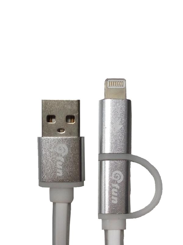 ΚΑΛΩΔΙΟ GFUN ΜΕ LED 2 ΣΕ 1 USB ΣΕ MICRO USB/LIGHTING WHITE