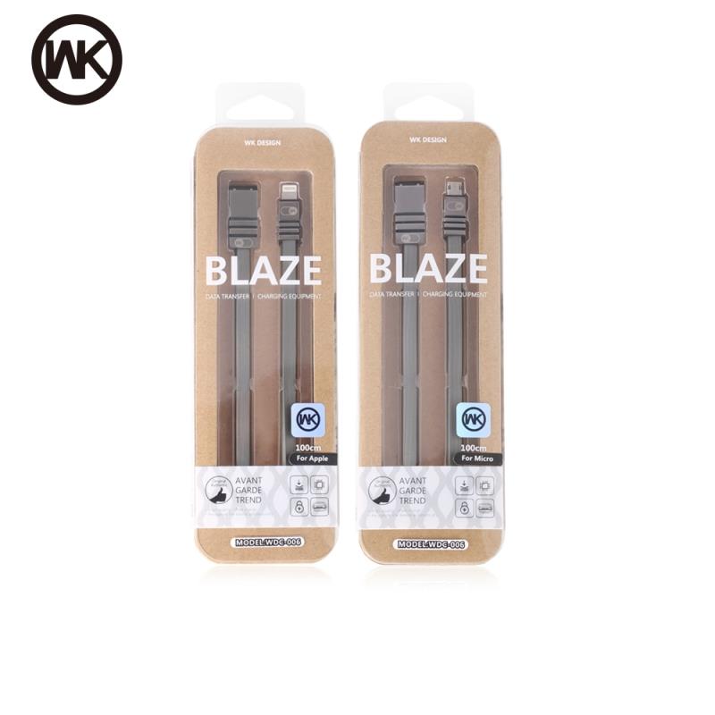 WK BLAZE LIGHTNING ΚΑΛΩΔΙΟ ΦΟΡΤΙΣΗΣ & DATA 1m, SILVER